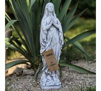 FABRIQ Madonna Statue de Vierge Marie en pierre coulée de 38 cm, 2 kg, résistante aux intempéries et peinte à la main, figurine de Vierge catholique pour jardin, église et maison