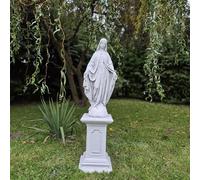 FABRIQ Statue de Sainte Madone sur Colonne, Grande Statue Vierge Marie en pierre massive (63 cm de hauteur, 16 kg) Jardin et maison, Cadeau religieux & Mère de Dieu Décoration