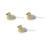 Fabriqué à la main et certifié commerce équitable - Gry & Sif - Design danois élégant x artisan népalais - Pendentif - Mini oiseaux en feutre pour décoration de salon - Bleu clair/jaune - Lot de 3