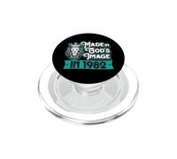 Fabriqué à l'image de Dieu en 1982 année de Naissance Roi Christian Lion PopSockets PopGrip pour MagSafe