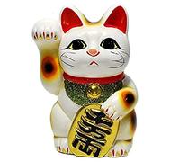 Fabriqué au Japon Chat Porte-Bonheur 16,3 cm Tokoname Porcelaine Blanc Maneki Neko Main Droite