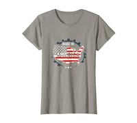 Fabriqué en Amérique, Drapeau Patriotique américain, Carte Industrielle T-Shirt, Femme, Ardoise, XL