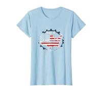 Fabriqué en Amérique, Drapeau Patriotique américain, Carte Industrielle T-Shirt, Femme, Bleu Céleste, XXL