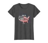 Fabriqué en Amérique, Drapeau Patriotique américain, Carte Industrielle T-Shirt, Femme, Chiné Foncé, XXL