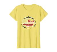 Fabriqué en Amérique, Drapeau Patriotique américain, Carte Industrielle T-Shirt, Femme, Citron, L