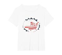 Fabriqué en Amérique, Drapeau Patriotique américain, Carte Industrielle T-Shirt, Femme Grandes Tailles, Blanc, 3X