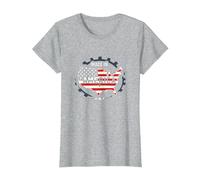 Fabriqué en Amérique, Drapeau Patriotique américain, Carte Industrielle T-Shirt, Femme, Gris Chiné, XXL