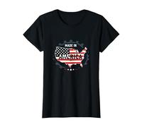 Fabriqué en Amérique, Drapeau Patriotique américain, Carte Industrielle T-Shirt, Femme, Noir, S