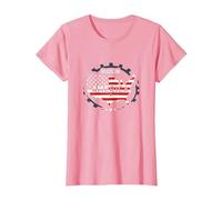 Fabriqué en Amérique, Drapeau Patriotique américain, Carte Industrielle T-Shirt, Femme, Rose, 3XL