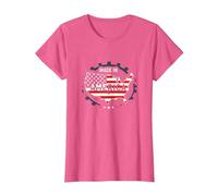 Fabriqué en Amérique, Drapeau Patriotique américain, Carte Industrielle T-Shirt, Femme, Rose chiné, XXL