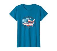 Fabriqué en Amérique, Drapeau Patriotique américain, Carte Industrielle T-Shirt, Femme, Saphir, XXL