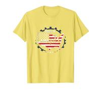 Fabriqué en Amérique, Drapeau Patriotique américain, Carte Industrielle T-Shirt, Homme, Citron, XXL