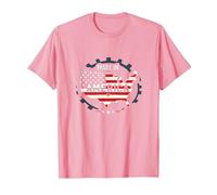 Fabriqué en Amérique, Drapeau Patriotique américain, Carte Industrielle T-Shirt, Homme, Rose, S