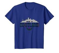 Fabriqué en Écosse Tartan Skyline Thistle Pride T-Shirt, Enfant, Bleu Royal, 12 Ans