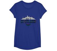 Fabriqué en Écosse Tartan Skyline Thistle Pride T-Shirt, Fille, Bleu Royal, L