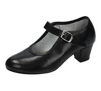 Fabriqué en Espagne 15 Chaussure de Sevillanas pour Enfant, Chaussures à Talon Noir, Noir , 39 EU