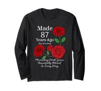 Fabriqué il y a 87 Ans Rose Flower 87 Ans 87e Anniversaire Manche Longue