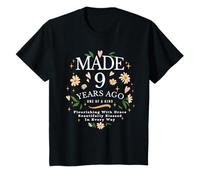 Fabriqué il y a 9 Ans Fleurs 9 Ans 9e Anniversaire Filles T-Shirt