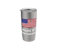 Fabriqué par des immigrants Drapeau américain Immigration Gobelet isotherme en acier inoxydable double paroi