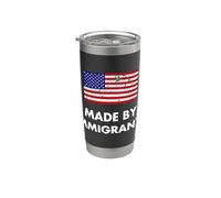Fabriqué par des immigrants Drapeau américain Immigration Gobelet isotherme en acier inoxydable double paroi