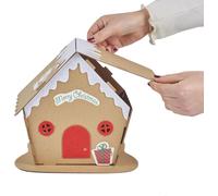 Fabrique ta propre cabane de Noël - 30 x 30 x 28 cm - Autocollants et crayons inclus - Décoration de Noël DIY - Marron