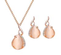Fabriquer Ensembles Rouillés Cultured Pearls Pendant Necklace Teardrop Pearl Dangling Earrings Cubic Zirconia Pearl Wedding Jewelry Set For Bridal Women Bridesmaids & Br (Rose Gold, One Size)
