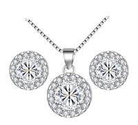 Fabriquer Ensembles Rouillés Cultured Pearls Pendant Necklace Teardrop Pearl Dangling Earrings Cubic Zirconia Pearl Wedding Jewelry Set For Bridal Women Bridesmaids & Br Ensembles (Silver, One Size)