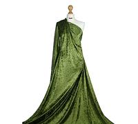 Fabriques CV01 Tissu en velours écrasé de qualité supérieure, poids moyen, extensible dans les deux sens, vert olive, 1 m