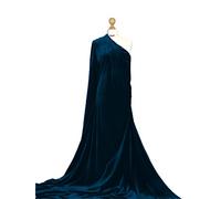Fabriques PV01 Tissu en velours uni luxueux extensible dans les 4 sens Bleu sarcelle Demi-mètre