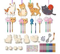 Fabriquez Votre Propre Carillon à Vent, Carillon à Vent pour - Lot de 12 travaux manuels de Printemps pour | Artisanat de Printemps pour, kit d'épine de Poisson à colorier sans