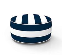 Fabritones Housse ronde pour ottomane gonflable d'extérieur 53,3 x 23,9 cm Motif rayé bleu marine