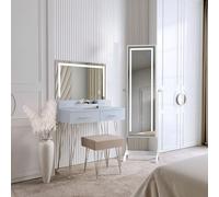 FABS Sophia Coiffeuse à LED grise et Nova avec miroir LED blanc