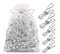 Fabsome - Lot de 40 pinces à linge longue durée avec poignée robuste en métal pour sèche-linge, sacs à collations, serviettes, images, 40 pièces, couleur argent