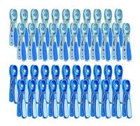 Fabsome Lot de 44 pinces à linge pour corde à linge, antidérapantes, douces et solides, en plastique durable avec tampon en caoutchouc (bleu, 44 pièces)
