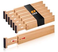 Fabsome Lot de 6 séparateurs de tiroir réglables en bambou avec extrémités en mousse souple 43,2 à 55,9 cm, pour chambre d'enfant, vêtements, chaussettes, sous-vêtements, vêtements de bébé, 43,2 à
