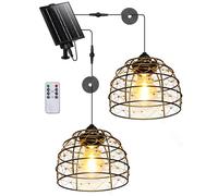 FabStyl Lampe Solaire Intérieur Extérieur, 2 Suspensions de Style Bohème avec Télécommande, Intensité réglable, Fonction Minuterie, Etanch IP65 pour Jardin Cour Tonnelle Cabanon Gazebo Maison Garage
