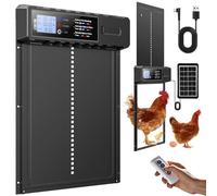 FabStyl Porte Automatique Poulailler Solaire Grande Taille 27.5x36cm avec Télécommande&USB-C Cable,Porte Poulailler en Aluminium Étanche,3 Modes,Affichage LED,Sécurité Anti-Pincement,Minuterie