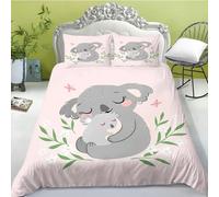 FABTOP Parure de lit pour enfant - En microfibre - Avec fermeture éclair - Motif animaux du koala - Avec fermeture éclair - Motif animaux du zoo - Motif : koala - Pour bébé et enfant (1, 140 x 210 cm)