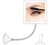 Fabuday Miroir grossissant flexible à col de cygne éclairé x 30 - Miroir de voyage LED rechargeable amélioré avec ventouse pour salle de bain, éclairage 3 couleurs, carré