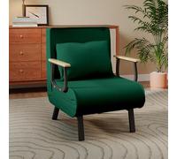 Fabulcozy Canapé Convertible, Petit Canapé-Lit avec Accoudoirs et Cousins en Bois, Adapté aux Salons et Appartements (Vert).