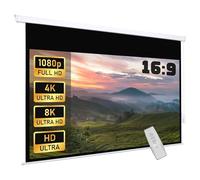 Fabulcozy Écran de Projection motorisé écran projecteur électrique Formats 16:9 100 Pouces 253L x 168H cm Fixation Mur ou Plafond Automatique pour Home Cinéma et Entreprise