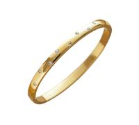 FABULETTA Bracelet en acier doré avec 12 étoiles en oxyde de zirconium | 12 pierres de zircone, coupe à 45°, effet lumineux dynamique, acier inoxydable 316L, plaqué or