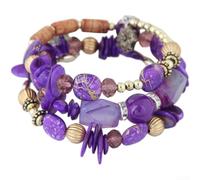 FABULETTA Bracelet réglable de 18 cm, multicouches, style bohème, pour | design, aspect enveloppant multicouche, pierres d'agate naturelle, perles de cristal, pour toutes les occasions