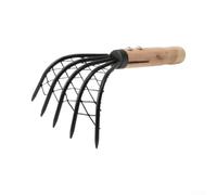 FABULETTA Ensemble râteau et panier en filet | Lot de 2 outils de creusement en acier inoxydable avec poignée en bois, grattoir à main multifonction pour la plage