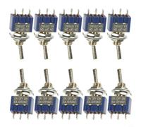 FABULETTA Lot de 10 interrupteurs à bascule SPDT marche/arrêt 3 positions 6 mm 250 V 3 A MTS-103 pour électronique industrielle, interrupteur à bascule SPDT marche/arrêt 3 positions 6 mm 250 V 3 A MTS