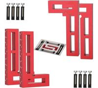 FABULETTA Lot de 12 pinces d'angle en aluminium à 90 degrés pour le travail du bois - Localisateur à angle droit - Rouge - 103 x 55 mm