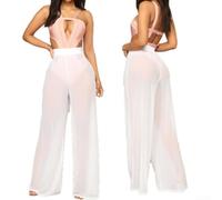 FABULETTA Pantalon en résille taille haute transparent noir pour blanc taille haute