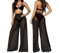 FABULETTA Pantalon en résille taille haute transparent noir pour blanc taille haute