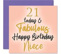 Fabuleuses cartes d'anniversaire 21 ans pour nièce - 21 Today & Fabulous - Carte d'anniversaire pour nièce de la part de l'oncle, tante, tante, 145 mm