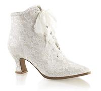 Fabulicious Bottes Victorian-30 pour femme, Dentelle satinée ivoire ivoire, 37 EU